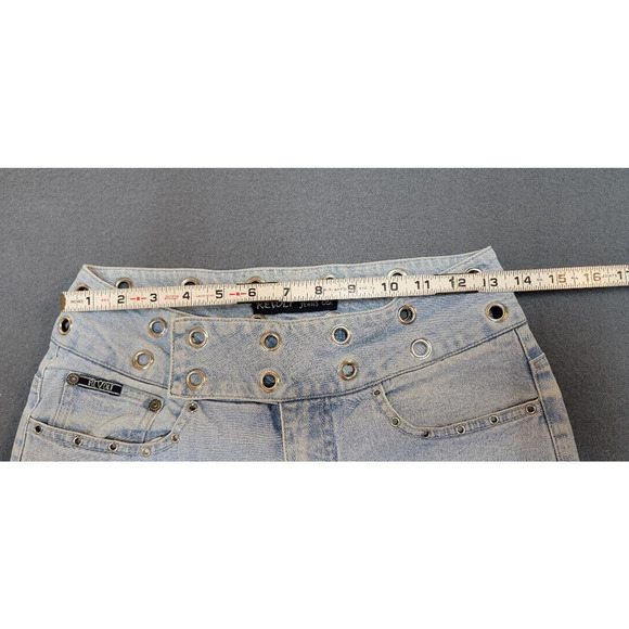 Revolt Jeans Womens 7/8 Mid Rise Bootcut Light Blue Denim - Punk Detail - Picture 4 of 9